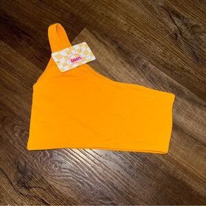 NWT Taen Mango Amelia One Shoulder Swim Top